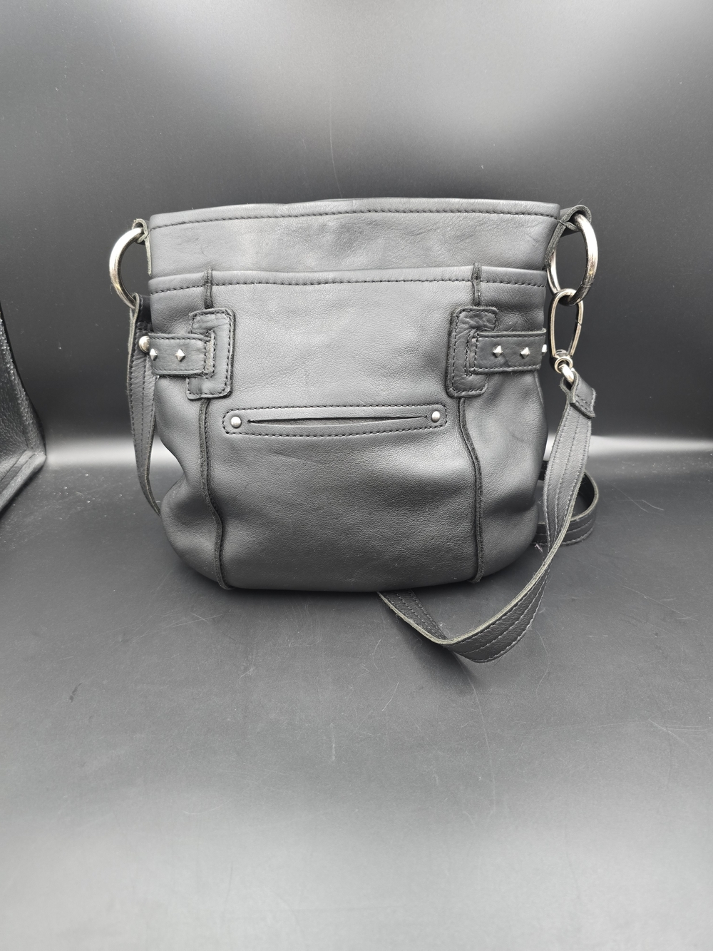 b. makowsky Black Leather Studded Crossbody Bag - Picture 3 of 12